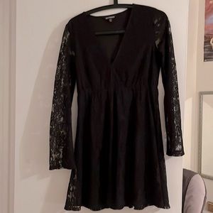 Express long sleeve lace black dress, Size small